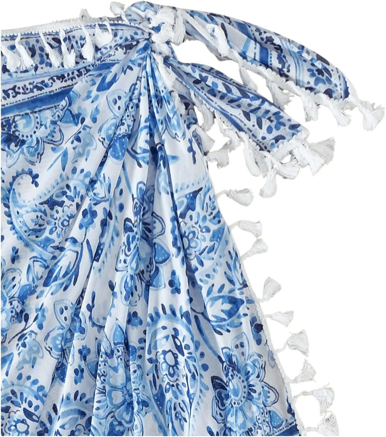 SHENHE Women's Paisley Print Beach Sarong Pareo Coverups Wrap Short Skirt with Tassels