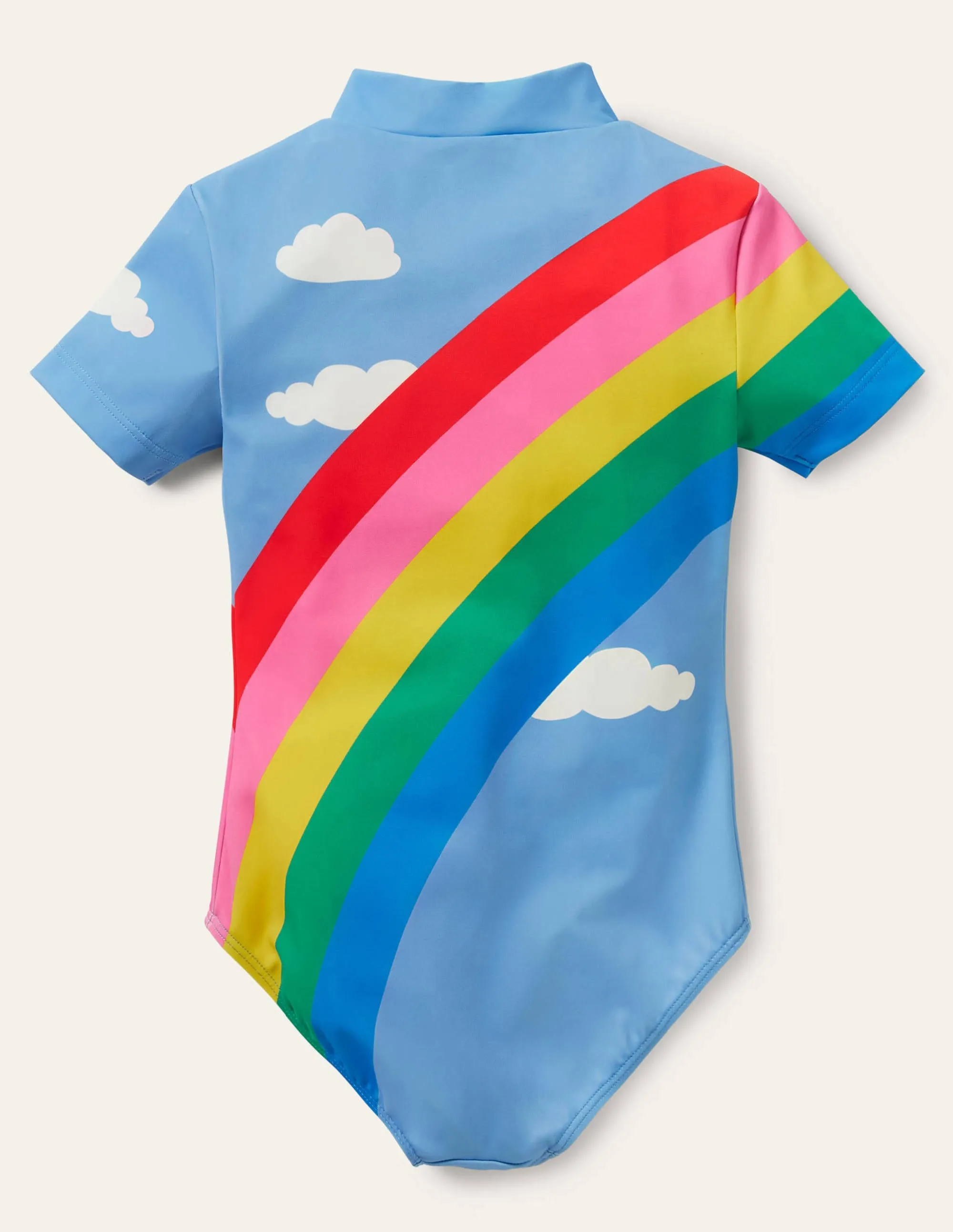 Short-sleeved Swimsuit-Rainbow Clouds