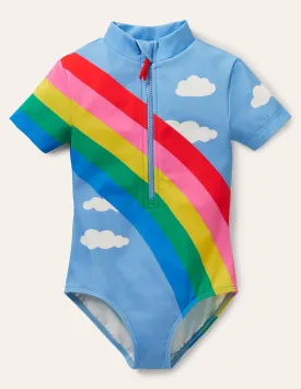 Short-sleeved Swimsuit-Rainbow Clouds