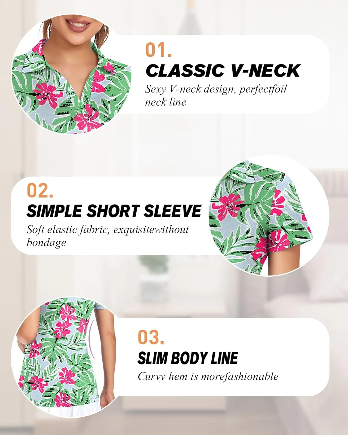 Soneven Womens Petal Sleeve Golf Shirts Moisture Wicking Lady Golf Apparel Print Tennis Sport T Shirt