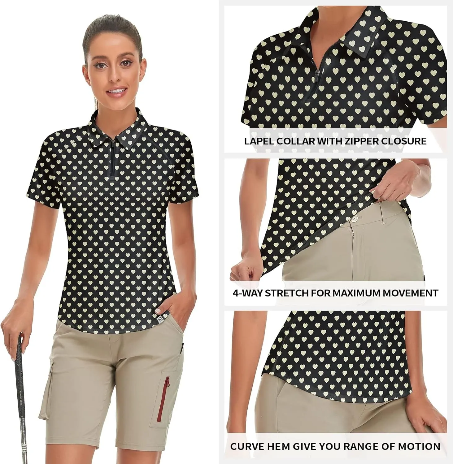 Soneven Women's Short Sleeve Golf Shirt Moisture Wicking Athletic Golf Polo Shirts Tennis Shirts