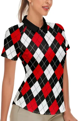 Soneven Women's Short Sleeve Golf Shirt Moisture Wicking Athletic Golf Polo Shirts Tennis Shirts