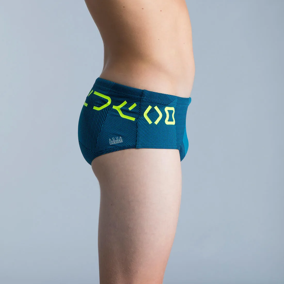 SWIMMING TRUNKS SQUARE-CUT BRIEFS 900 LINES BLUE