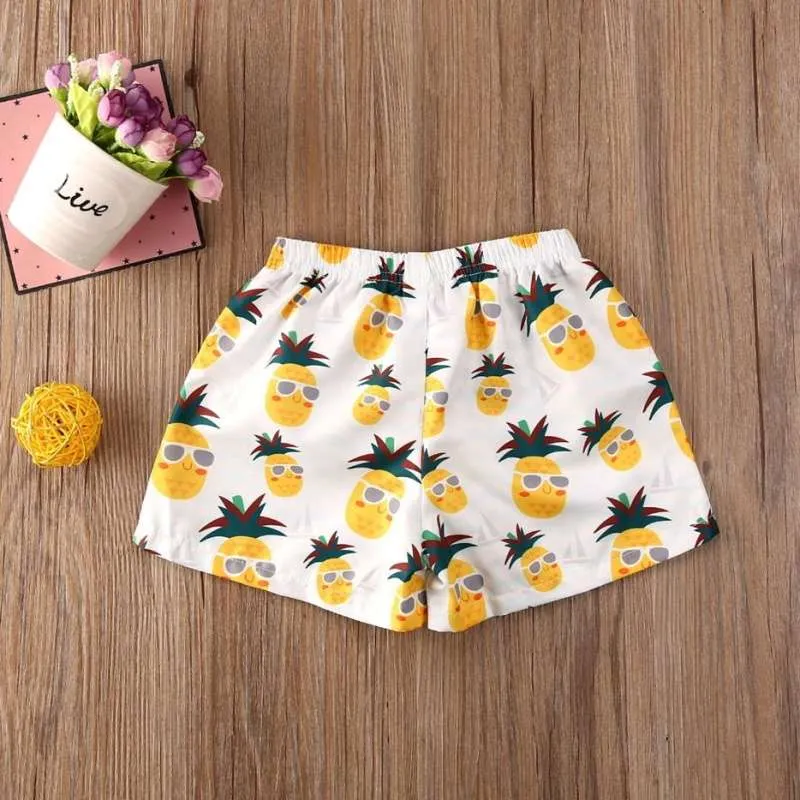 Toddler Boys Swim Trunks Cartoon Pineapple