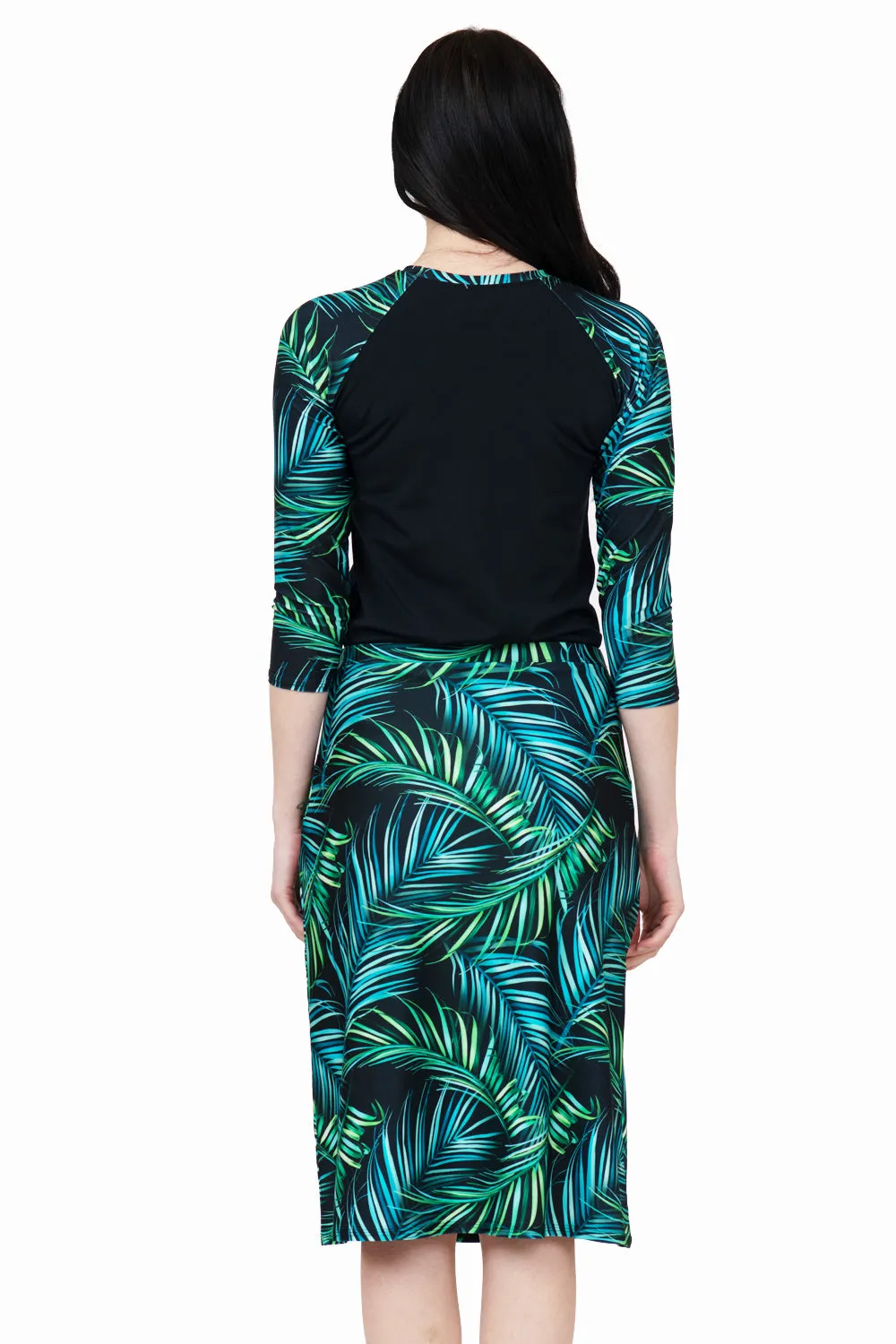 Tropical Leaves A-line Swim skirt