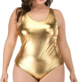 Two Piece Swimwear for Women Plus Size Shiny Sexy Tummy Control Pool Vacation Bathing Suit