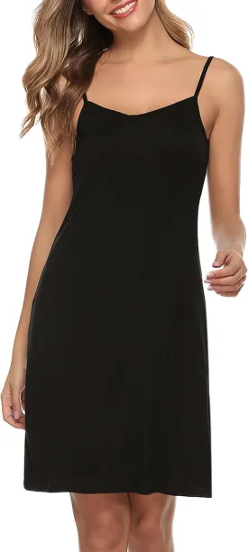 Vlazom Women Full Slips Sexy Soft Slip Dress for Under Dress Spaghetti Strap Cami Slip Chemises V Neck Negligee S-XXL