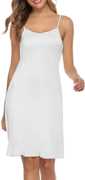 Vlazom Women Full Slips Sexy Soft Slip Dress for Under Dress Spaghetti Strap Cami Slip Chemises V Neck Negligee S-XXL
