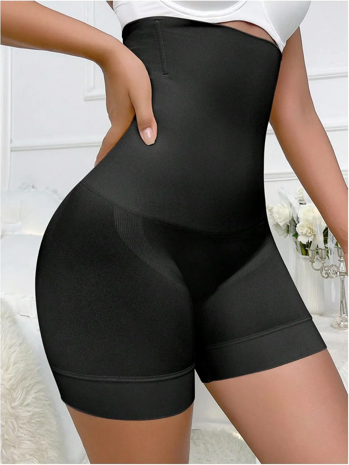 WDIRARA Women's High Waisted Shapewear Shorts Body Shaper Tummy Control Shapewear
