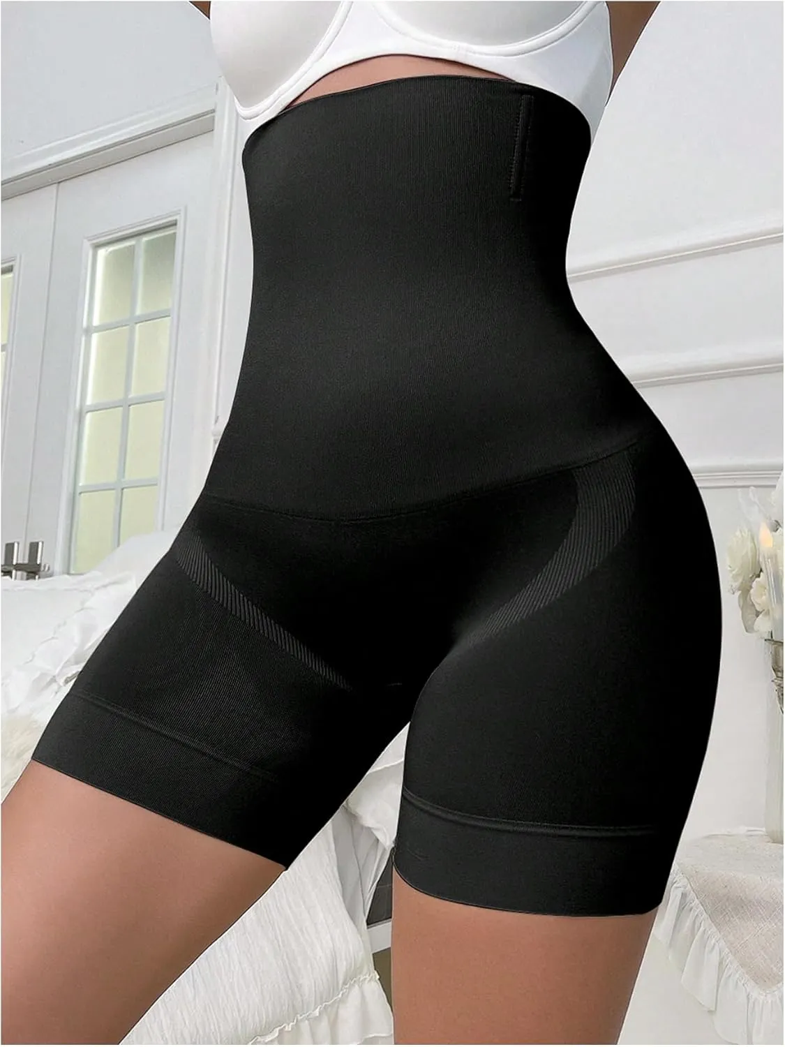 WDIRARA Women's High Waisted Shapewear Shorts Body Shaper Tummy Control Shapewear