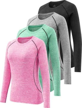 Womens Long Sleeve Moisture Wicking Tee Shirt Long Sleeve Workout Tops for Women Dry Fit Yoga Athletic Running T Shirt