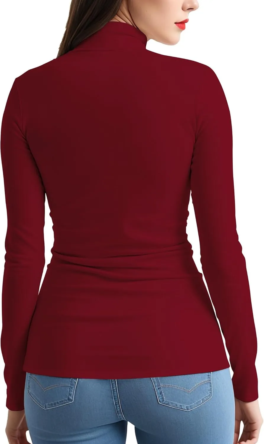 Womens Long Sleeve Turtleneck T-Shirts Mock Neck Underwear Fall Winter Fashion Base Layer Casual Lightweight Soft Tops