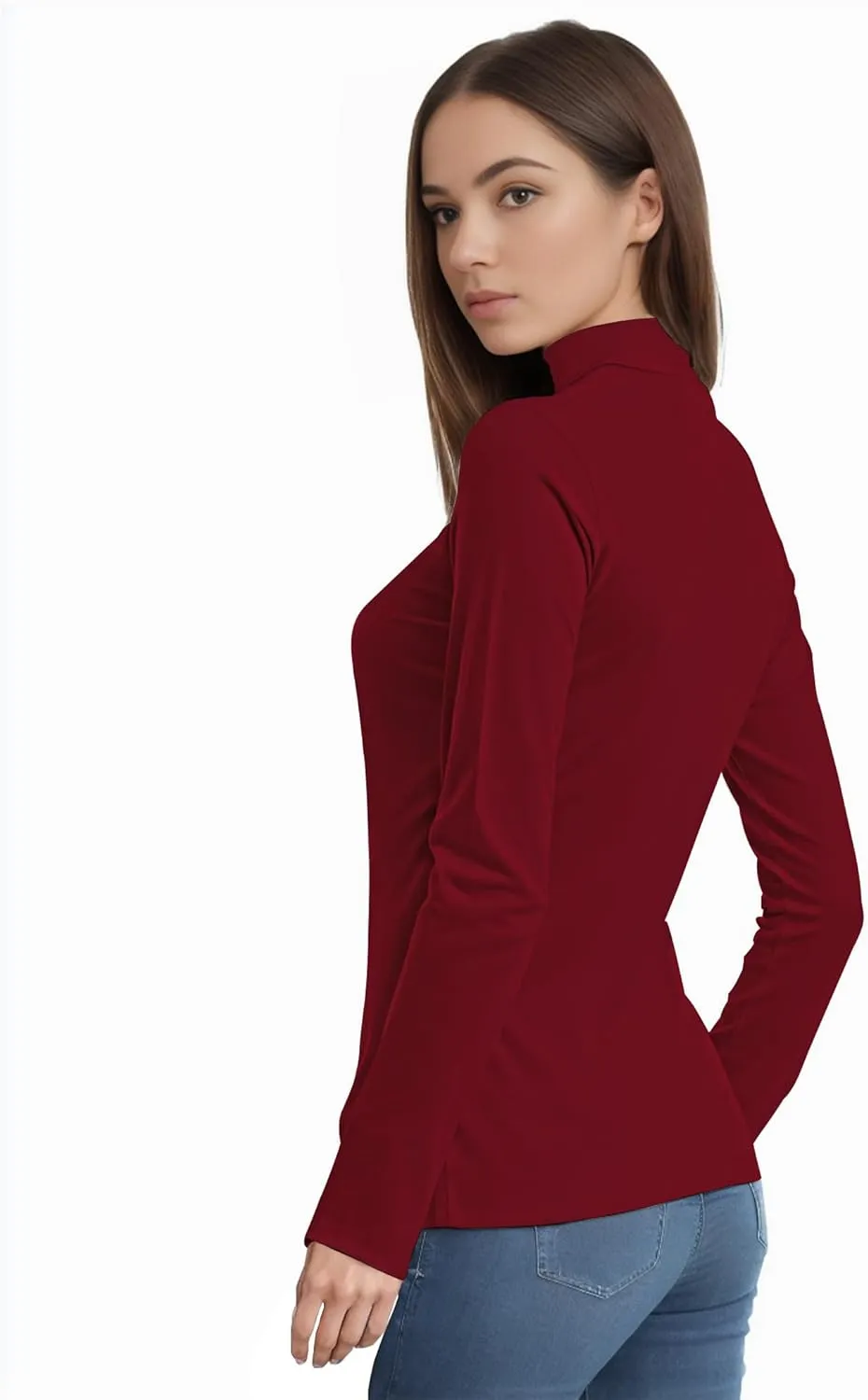 Womens Long Sleeve Turtleneck T-Shirts Mock Neck Underwear Fall Winter Fashion Base Layer Casual Lightweight Soft Tops