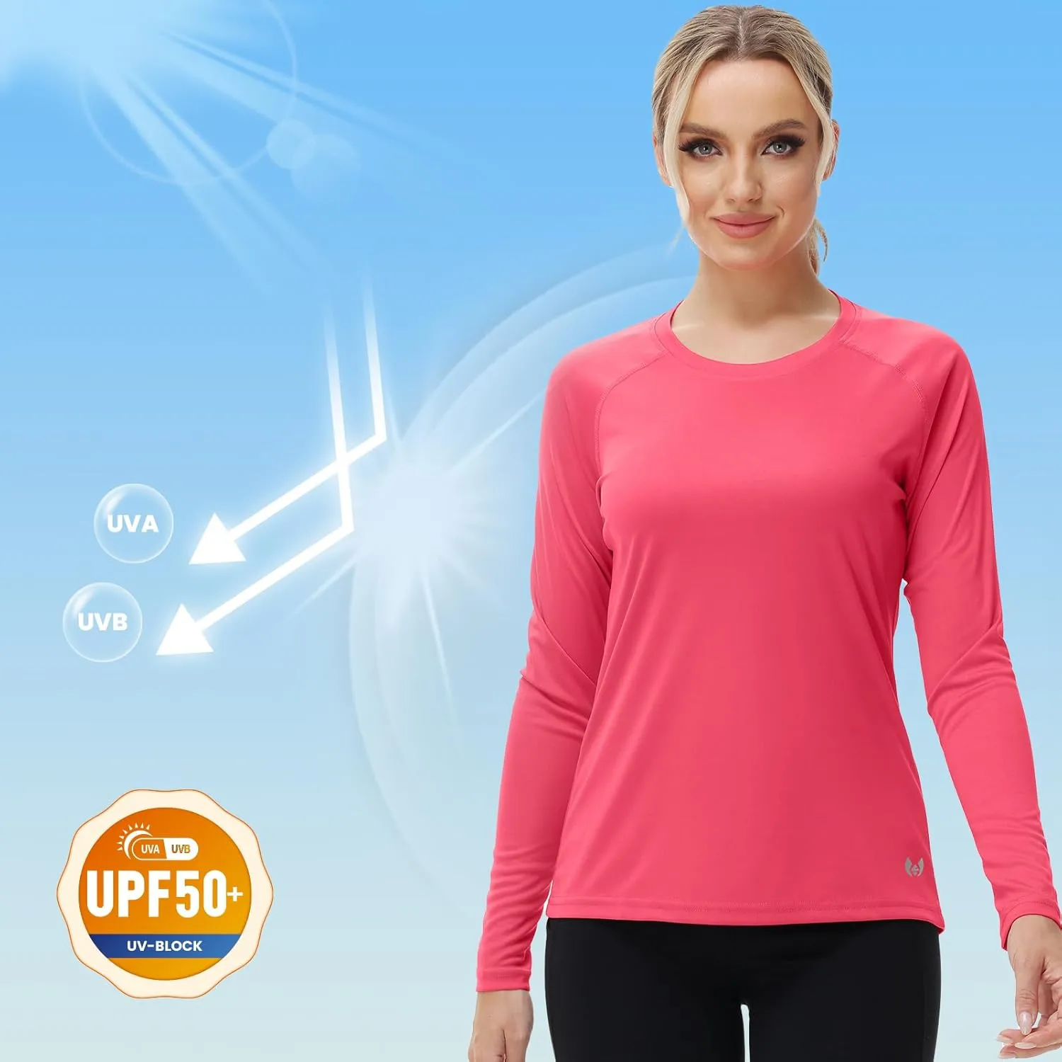 Womens Workout Shirts Long Sleeve Crew Neck T Shirt Slim Fit Sports Running Shirts Breathable Athletic Tops
