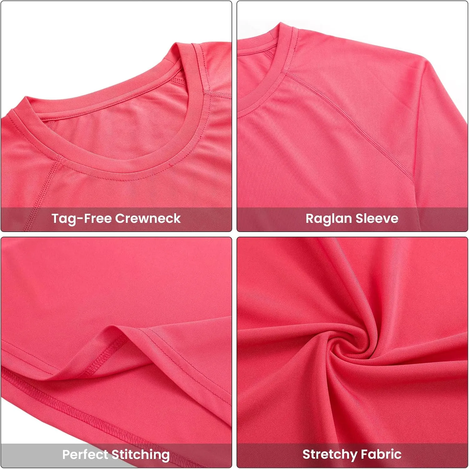 Womens Workout Shirts Long Sleeve Crew Neck T Shirt Slim Fit Sports Running Shirts Breathable Athletic Tops
