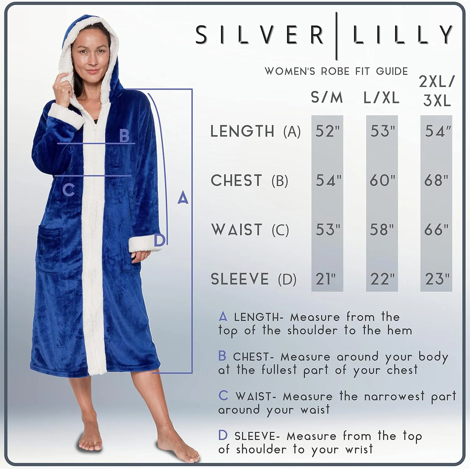Womens Zip Front Fleece Bath Robe, Sherpa Hooded Bathrobe, Great Mothers Day Gift for Mom, Grandma, Daughter, Sister, Wife