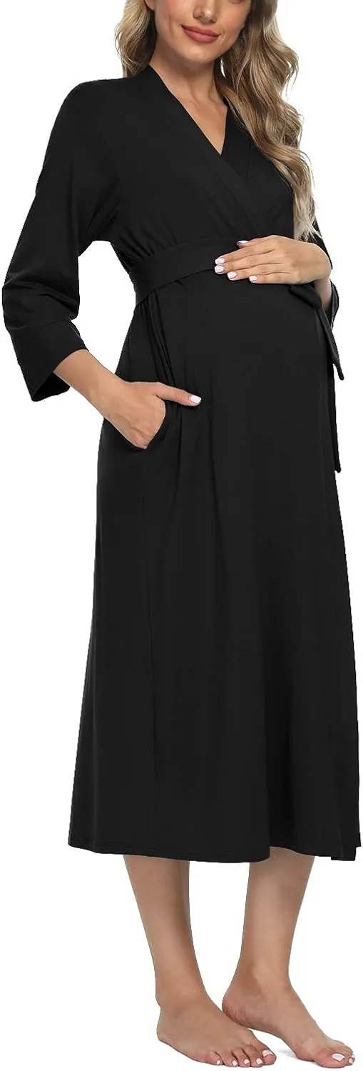 Xpenyo Women's Maternity Sleepwear,Labor/Delivery/Nursing/Hospital Nightgown Kimono Robes Long Pregnancy Loungewear