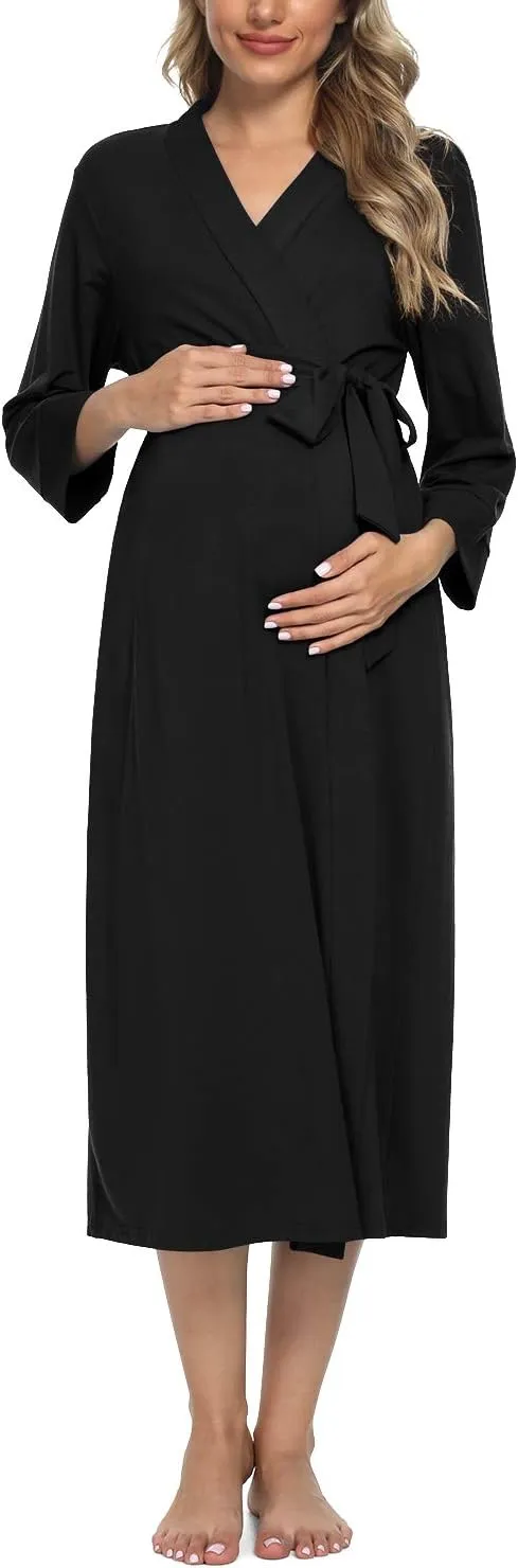 Xpenyo Women's Maternity Sleepwear,Labor/Delivery/Nursing/Hospital Nightgown Kimono Robes Long Pregnancy Loungewear