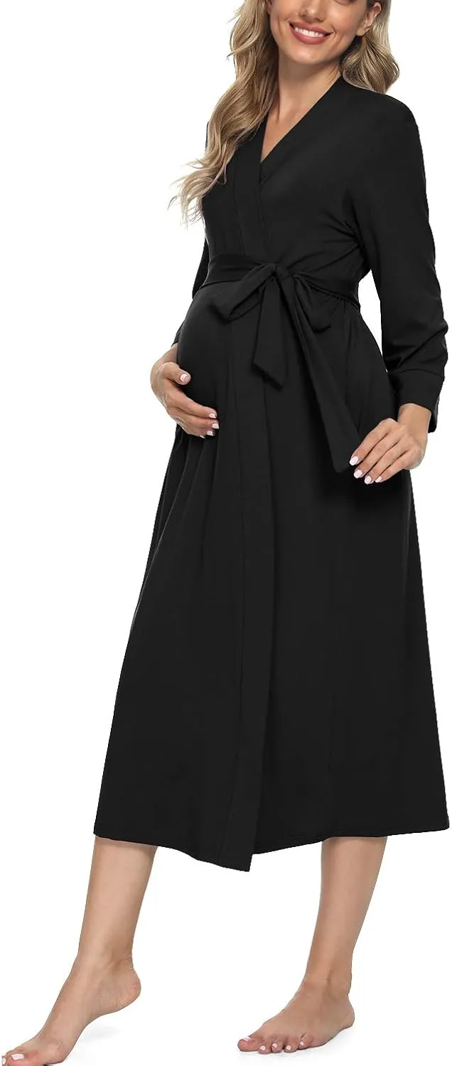 Xpenyo Women's Maternity Sleepwear,Labor/Delivery/Nursing/Hospital Nightgown Kimono Robes Long Pregnancy Loungewear
