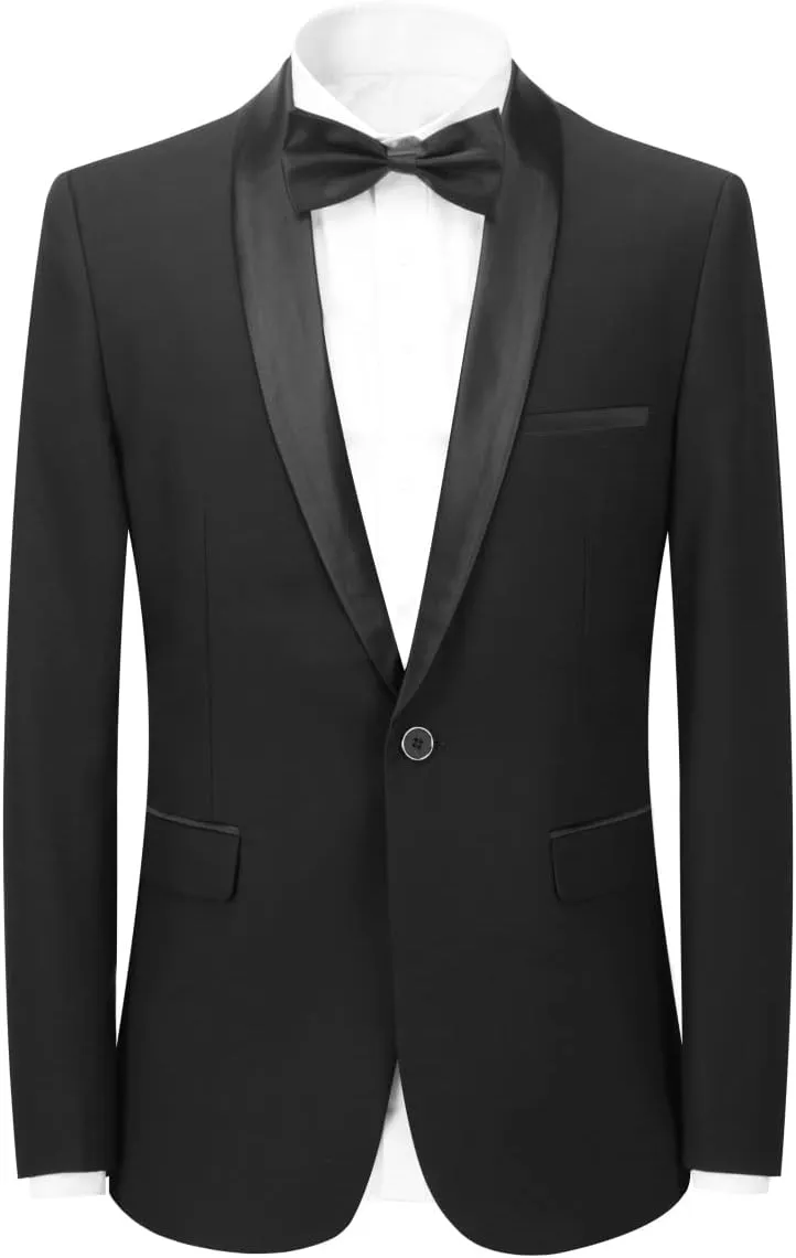 YFFUSHI Men's 2 Piece Suit Shawl Lapel Tuxedo One Button Solid Slim Fit Blazer Jacket Pants