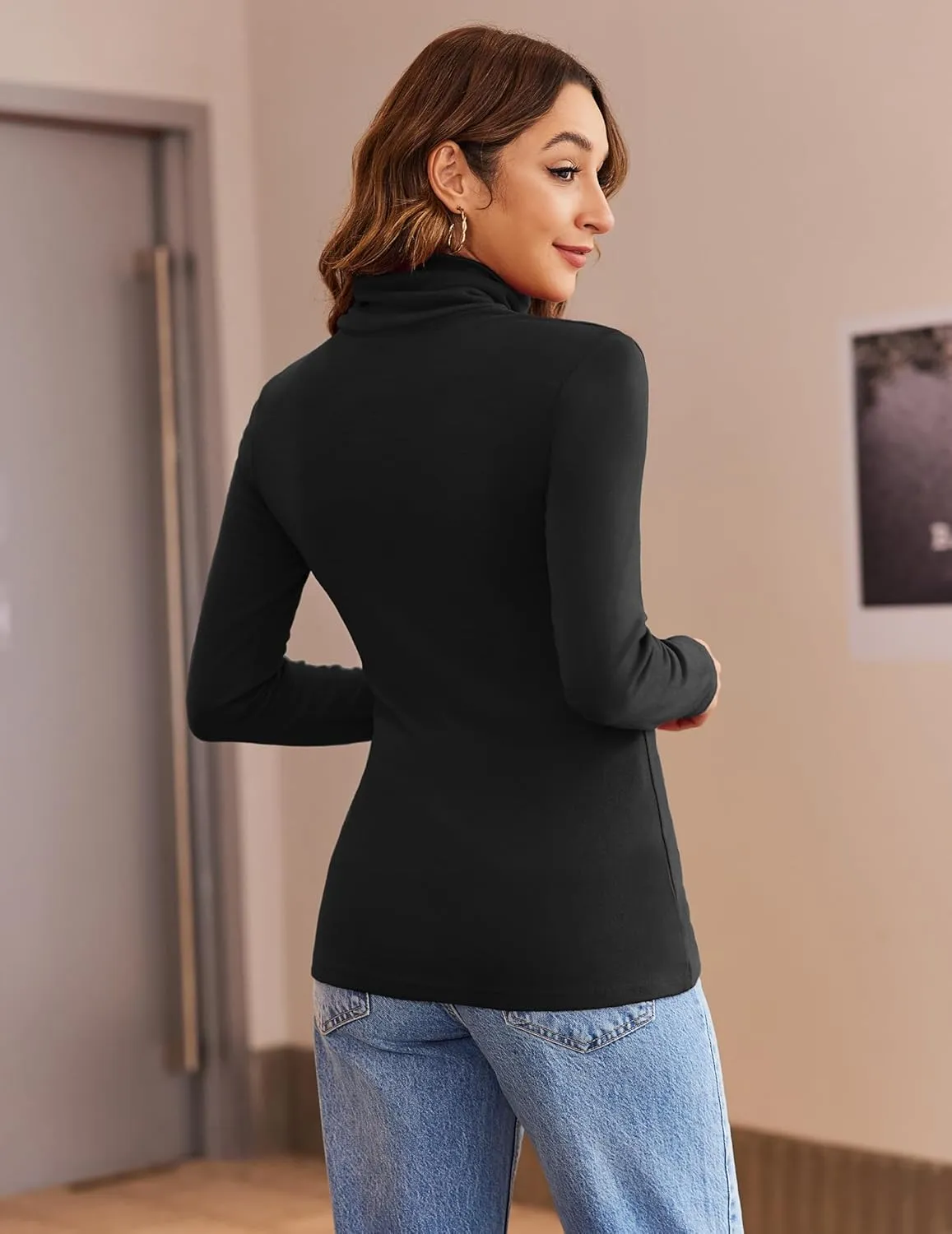 Zeagoo Womens Turtleneck Long Sleeve Shirts Soft Thermal Underwear Fall Fashion 2024 Tight Basic Layer Tops