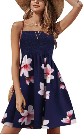Zyyfly Summer Strapless Dress for Women Tube Top Sundress Casual Beach Cover Ups